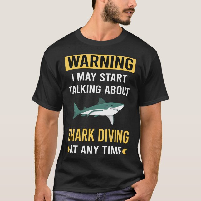 Funny Warning Shark Diving Diver T-Shirt (Front)