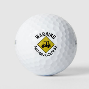 Funny Warning Sign Golf Cart Personalised Golf Balls