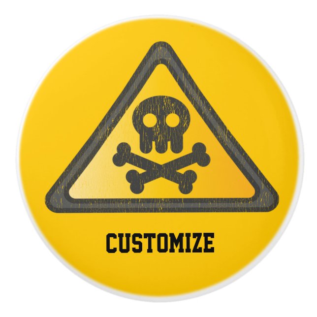 Funny Warning SignThunder_Cove Ceramic Knob (Front)