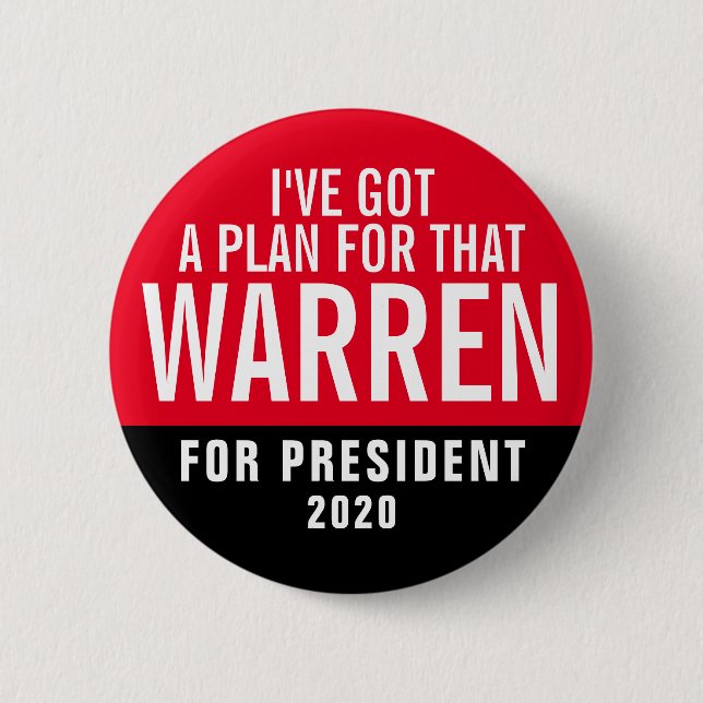 Funny Warren for President 2020 6 Cm Round Badge (Front)