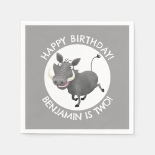 Funny warthog personalised birthday napkin