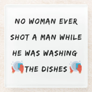 Funny Washing Dishes Quote, Funny Kitchen Quotes Glass Coaster