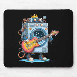 Funny Washing Machine Robot with E-Guitar Costume Mouse Mat