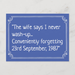 Funny Washing-Up Joke Postcard