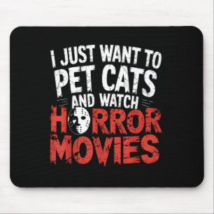 Funny Watch Horror Movie Fan - Halloween Cat Lover Mouse Mat