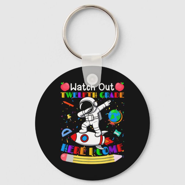 Funny Watch Out Senior Here I Come Astronaut  Key Ring (Front)