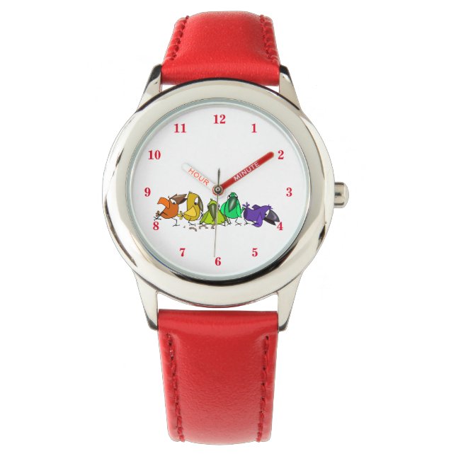 Funny Watch with Colourful Birds (Front)