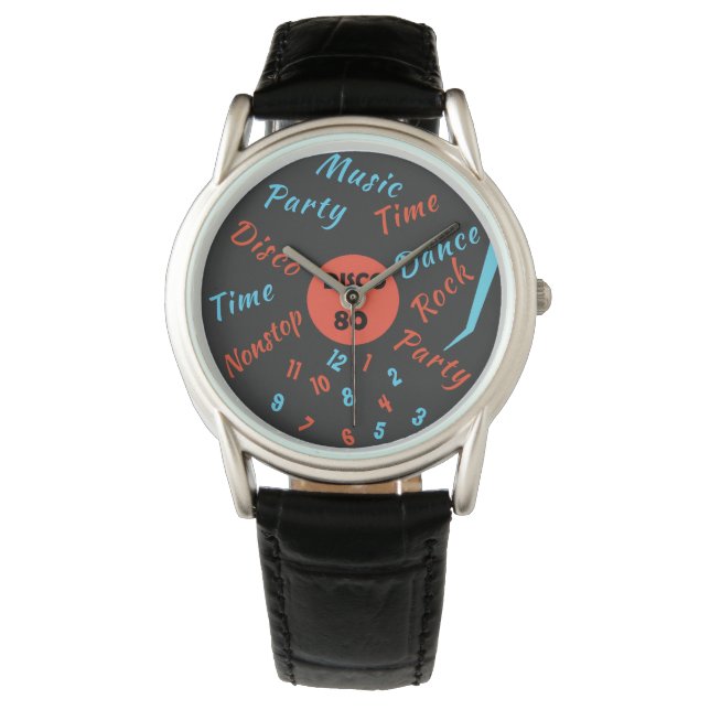 Funny Watch with Record Plate Design - Custom Text (Front)