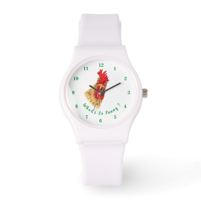 Funny Watch with Surprised Rooster - Playful (Front)