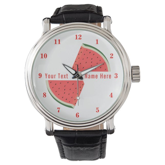 Funny Watch with Watermelon and Custom Text (Front)