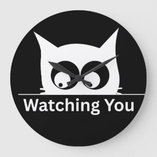 Funny Watching You Cat Cute Minimal Large Clock