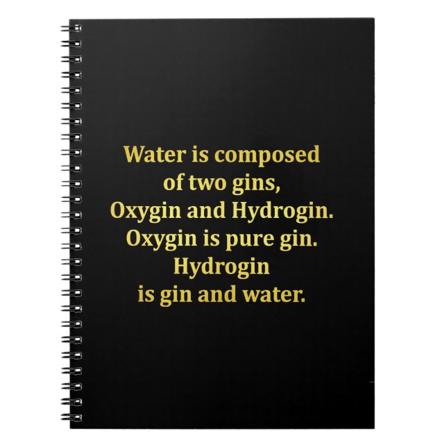 Funny Water and Gin Joke Notebook (Front)