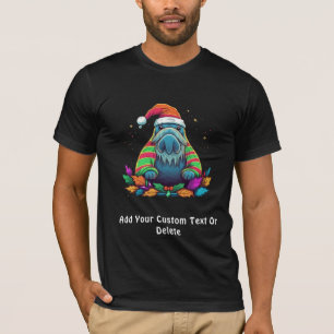 Funny Water Colour Walrus Santa Christmas Party T-Shirt