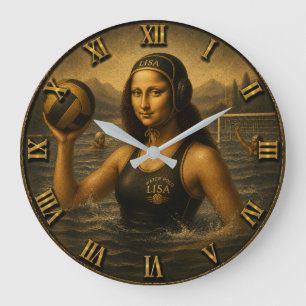 Funny Water Polo Mona Lisa Water Polo Player gift Large Clock