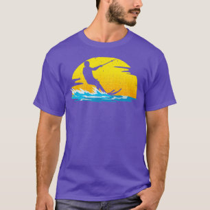 Funny Water Skiing Art For Men Women Wakeboarding  T-Shirt