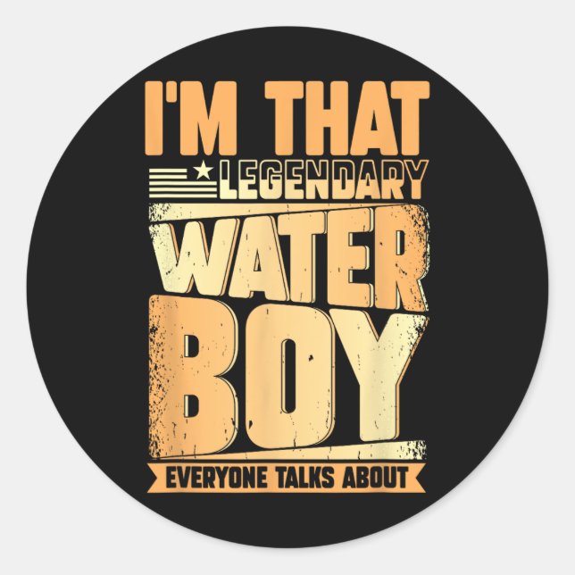 Funny Waterboy Football Team Manager Hydration Spe Classic Round Sticker (Front)