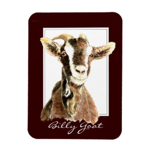 Funny Watercolor  Billy Goat Animal Magnet