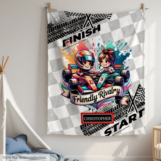 Funny Watercolor Boy Racing Formula 1 Blanket (Funny Watercolor Boy Racing Formula 1 Blanket)