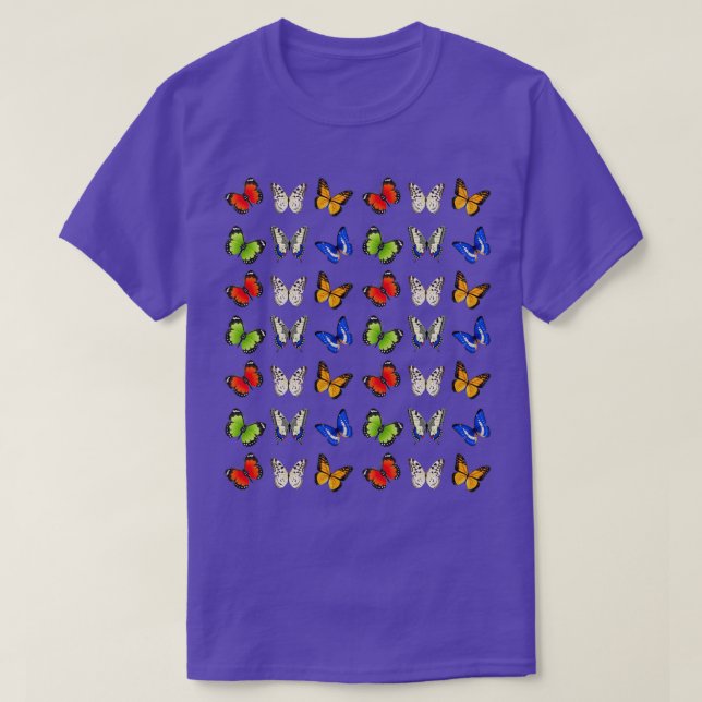 funny Watercolor Butterflies Colourful Butterfly T-Shirt (Design Front)