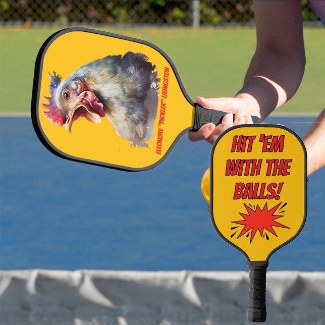 Funny Watercolor Chicken Personalized Pickleball Paddle (Creator Uploaded)