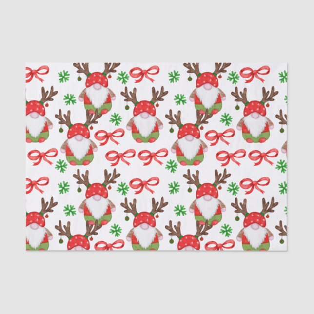 Funny Watercolor Christmas Gnomes  Tissue Paper (Front)