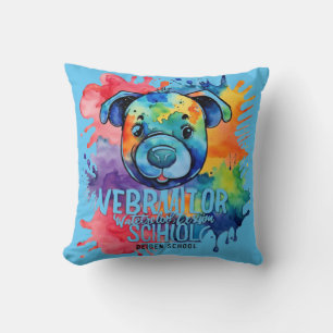 Funny watercolor colourful dog cushion