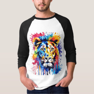 Funny watercolor colourful lion T-Shirt