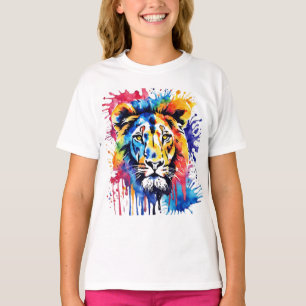 Funny watercolor colourful lion T-Shirt