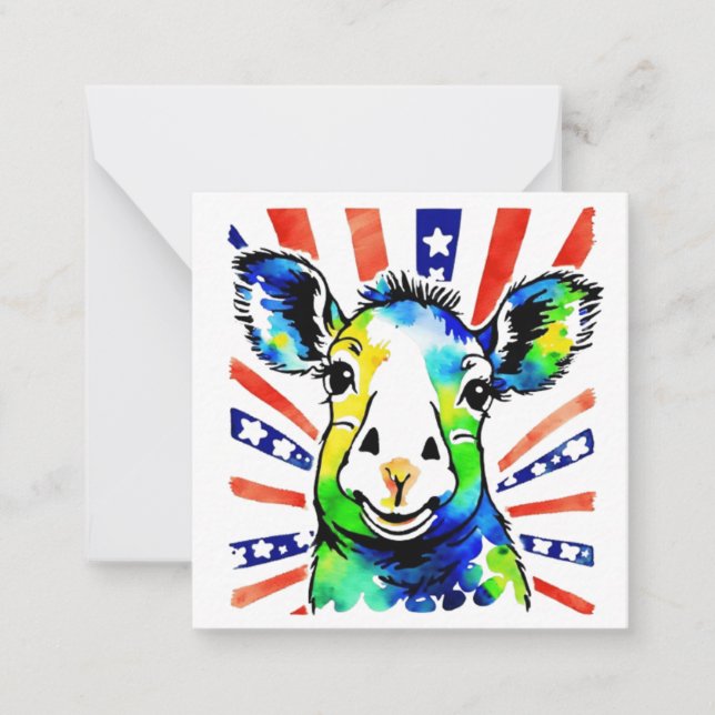Funny watercolor colourful sheep card (Front)