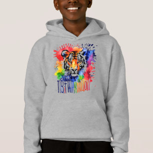Funny watercolor colourful tiger