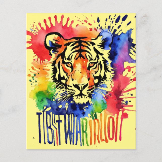 Funny watercolor colourful tiger (Front)