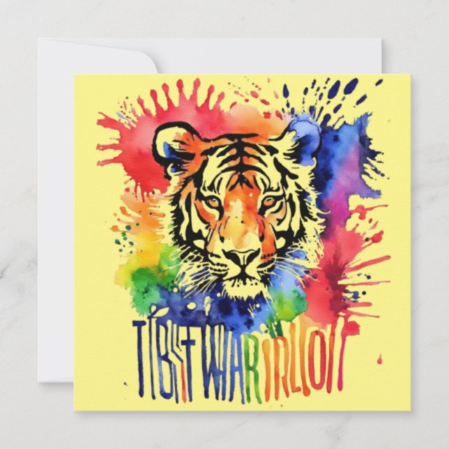 Funny watercolor colourful tiger (Front)