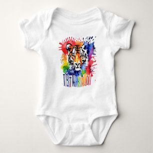 Funny watercolor colourful tiger baby bodysuit