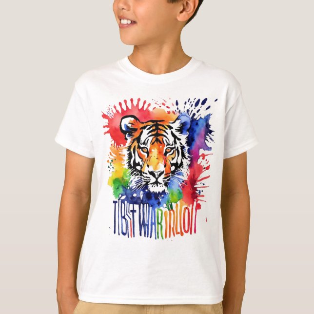 Funny watercolor colourful tiger T-Shirt (Front)