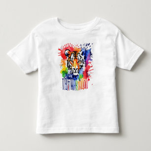 Funny watercolor colourful tiger toddler T-Shirt