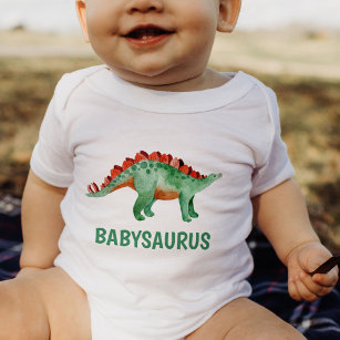 Funny Watercolor Dinosaur Personalised  Baby Bodysuit