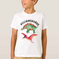 Funny Watercolor Dinosaur Personalised Name 