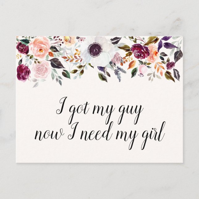 Funny Watercolor Floral Bridesmaid Proposal Card (Front)