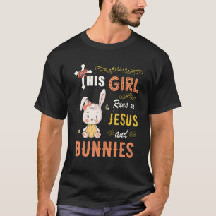 Funny  Watercolor Girl Run On Jesus And Bunnies T-Shirt