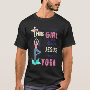 Funny Watercolor Girl Run On Jesus And Yoga T-Shirt