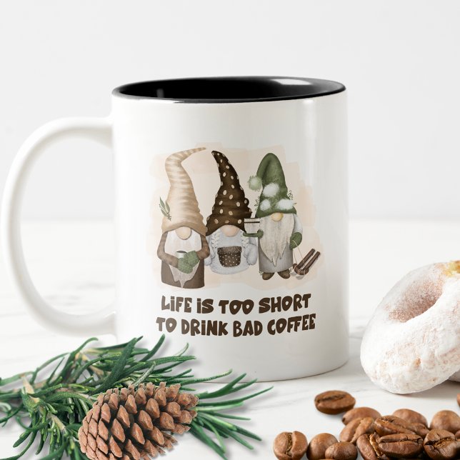 Funny Watercolor Matching Merry Christmas Gnomes Two-Tone Coffee Mug (Creator Uploaded)