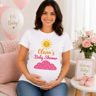 Funny Watercolor Pink Clouds For Baby Girl Shower T-Shirt
