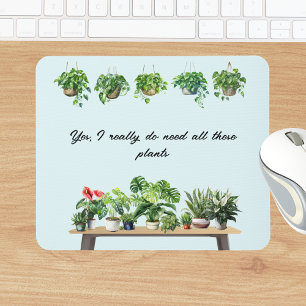 Funny Watercolor Plant Lover Houseplant Mouse Mat