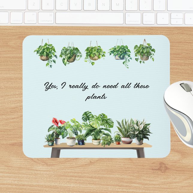Funny Watercolor Plant Lover Houseplant Mouse Mat (Creator Uploaded)