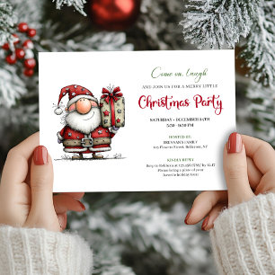 Funny watercolor Santa Christmas party invitation