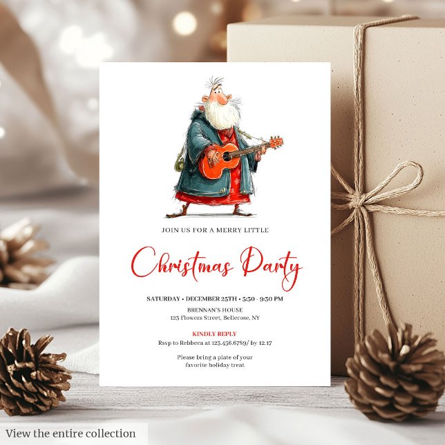 Funny Watercolor Santa Kids Christmas Invitation (Funny Watercolor Santa Kids Christmas Invitation)