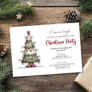 Funny watercolor tree minimalist holiday invite