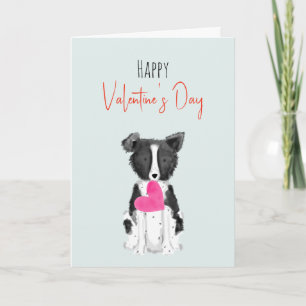 Funny Watercolor Valentines Dogs Holiday Card