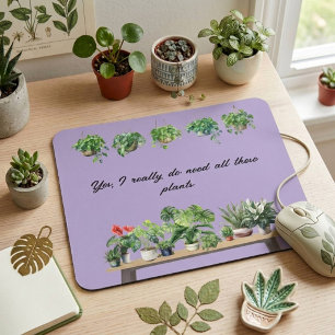Funny Watercolor Violet Plant Lover Houseplant Mouse Mat