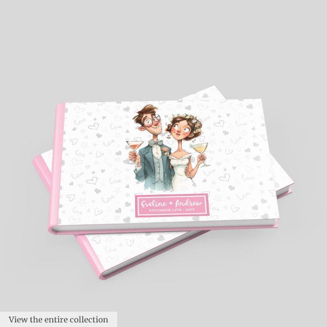 Funny Watercolor Wedding Guest Book Quirky Couple (Funny Watercolor Wedding Guest Book Quirky Couple)